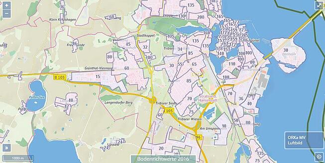 Bodenrichtwert Bauland Preise Stralsund und Rügen