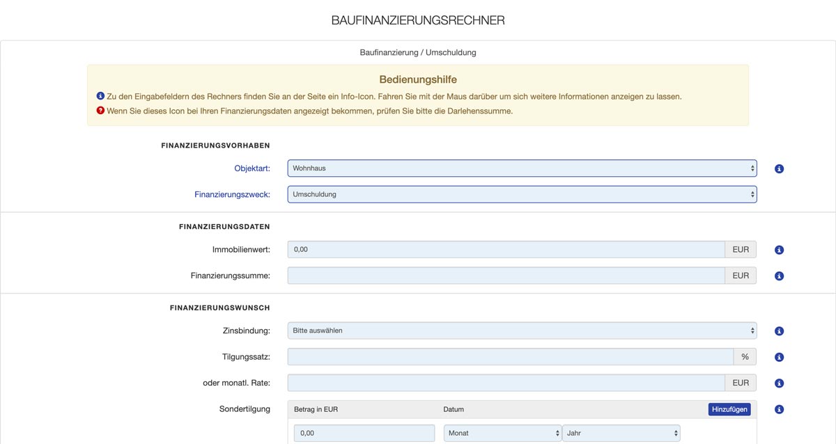 Umschuldungsrechner Immobilien Fur Haus Oder Wohnung Baufinanz Mv De